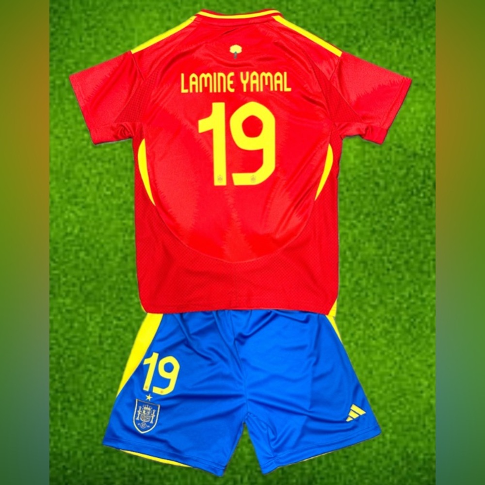 Lamine Yamal Youth Adidas Soccer Jersey Kids Spain Kit Jersey + Shorts Football